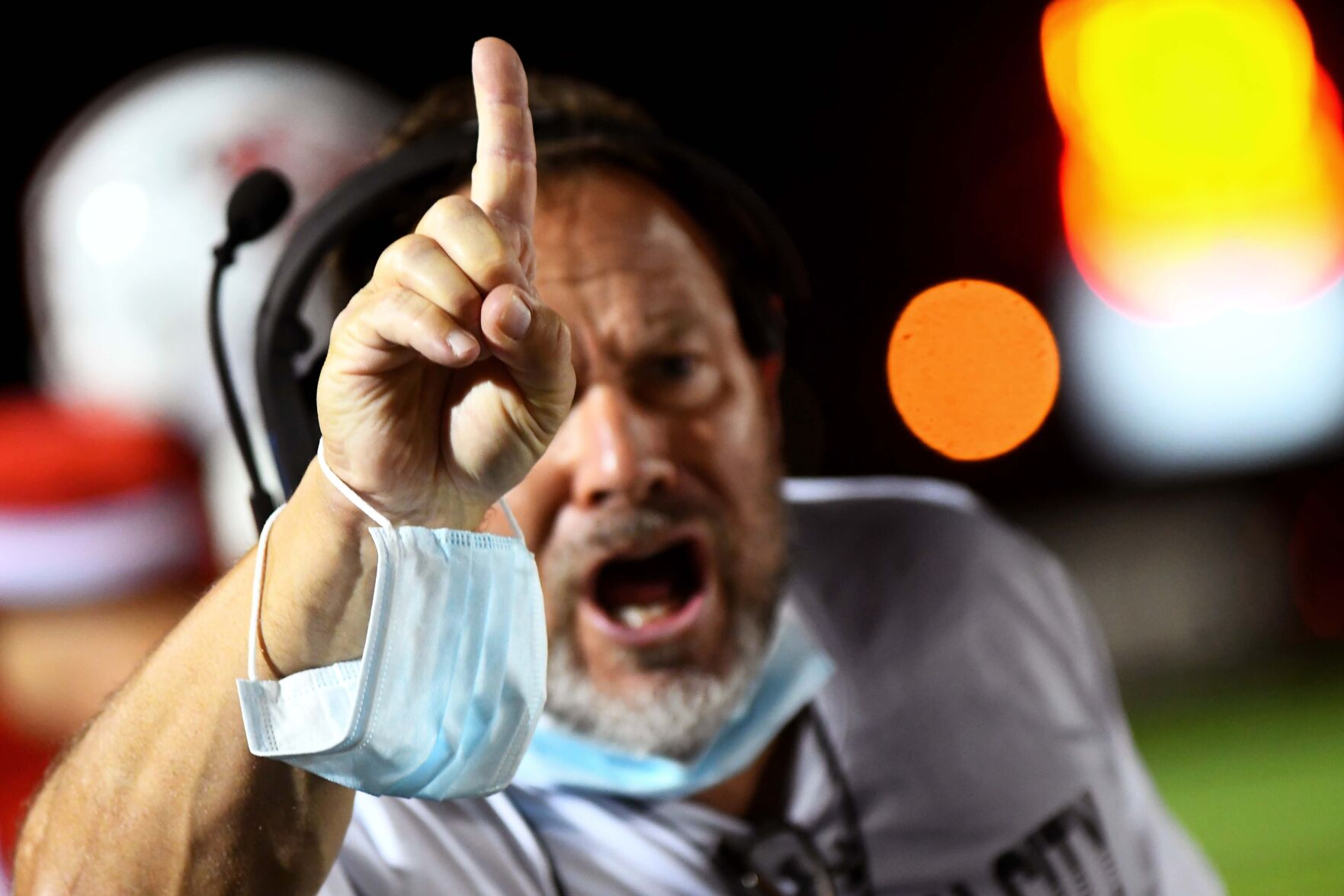 Jefferson City assistant coach Steve Sampson calls for the team's attention
